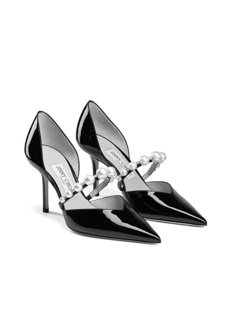 AURELIE 85 POINTED-TOE PATENT LEATHER DÉCOLLETÉ WITH PEARL DECORATION
