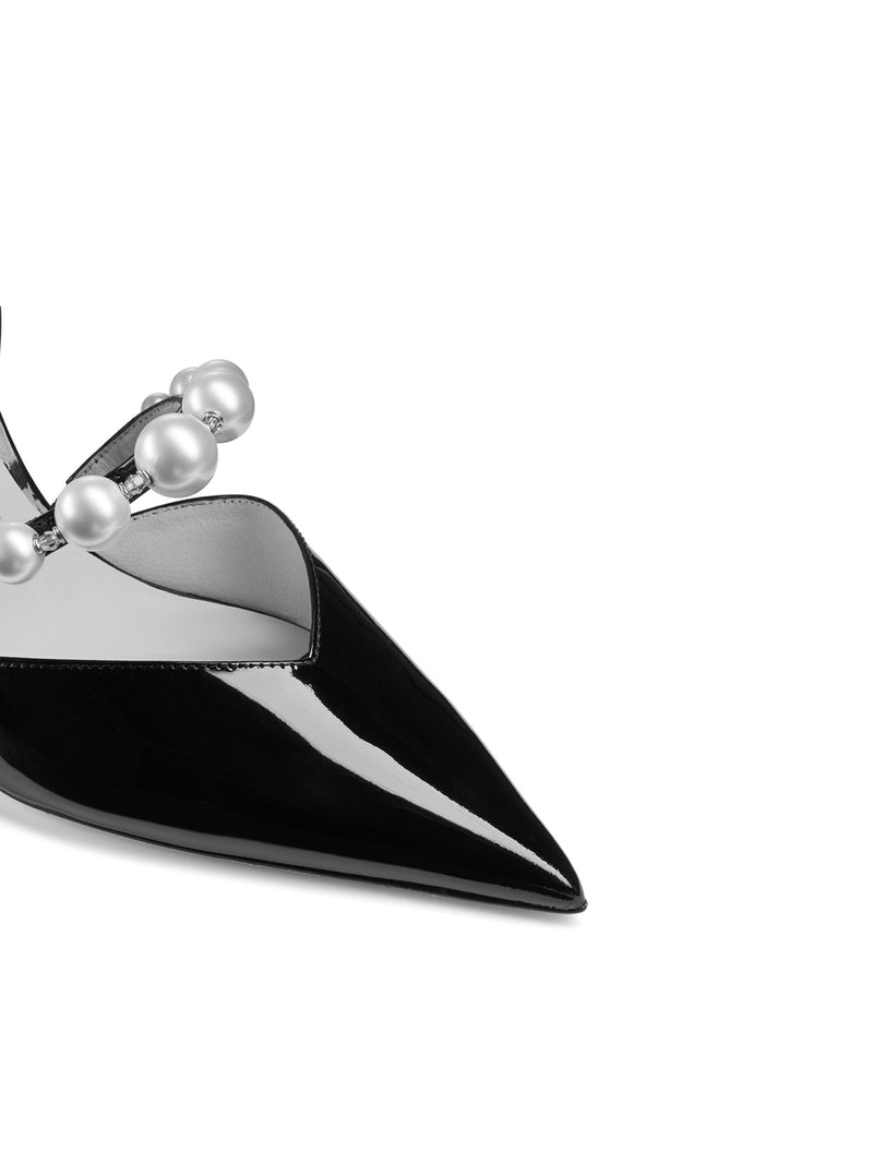 AURELIE 85 POINTED-TOE PATENT LEATHER DÉCOLLETÉ WITH PEARL DECORATION