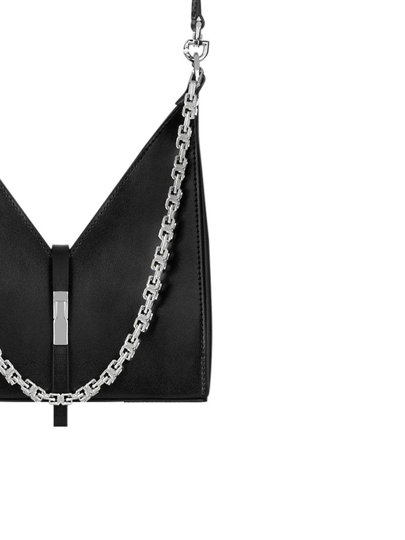 MINI CUT OUT BAG IN BOX LEATHER WITH CHAIN