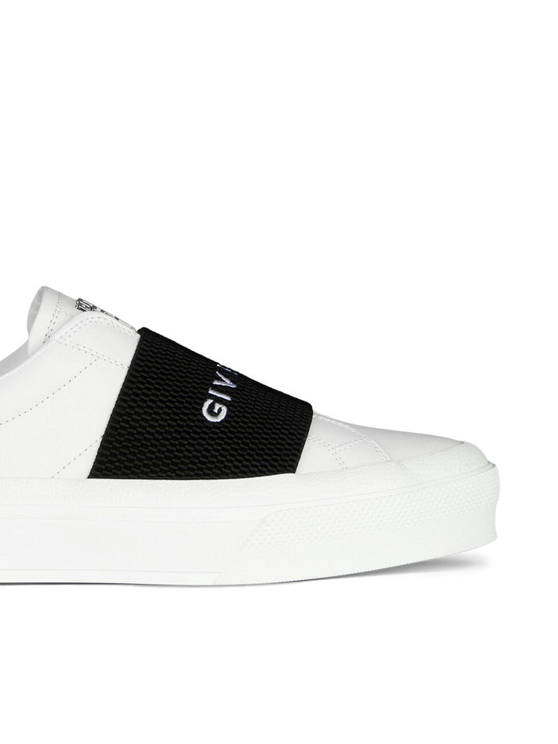 SNEAKERS IN LEATHER WITH GIVENCHY WEBBING