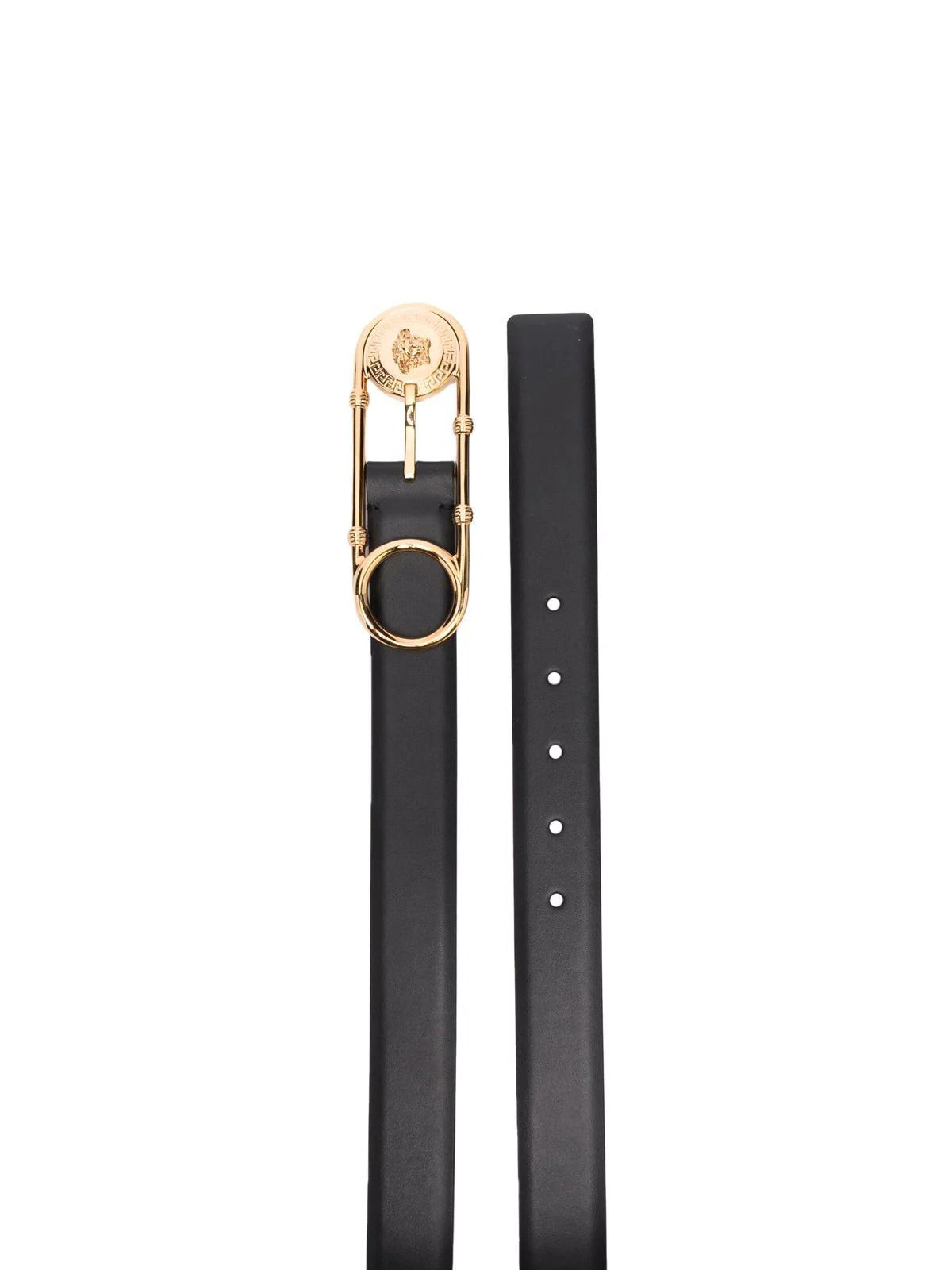 safety pin-buckle leather belt