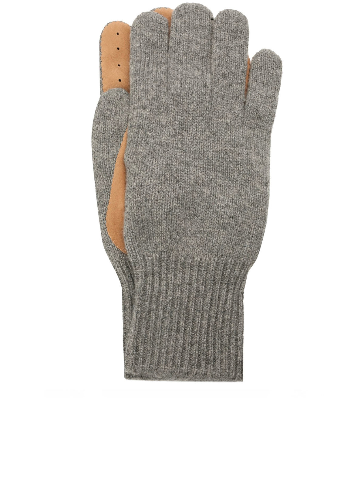 Cashmere knitted gloves with suede palm
