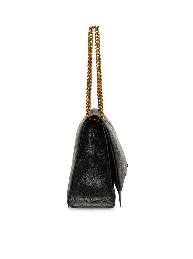 CRUSH LARGE CHAIN BAG IN BLACK