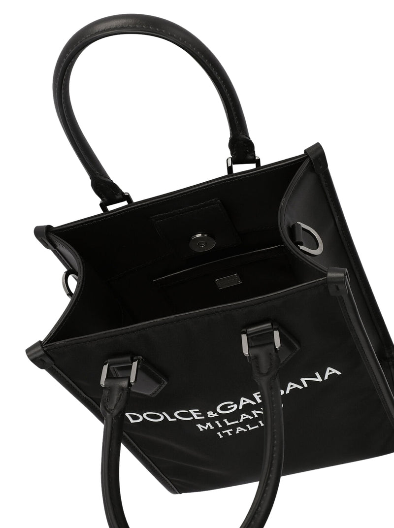 Small nylon bag with rubberized logo