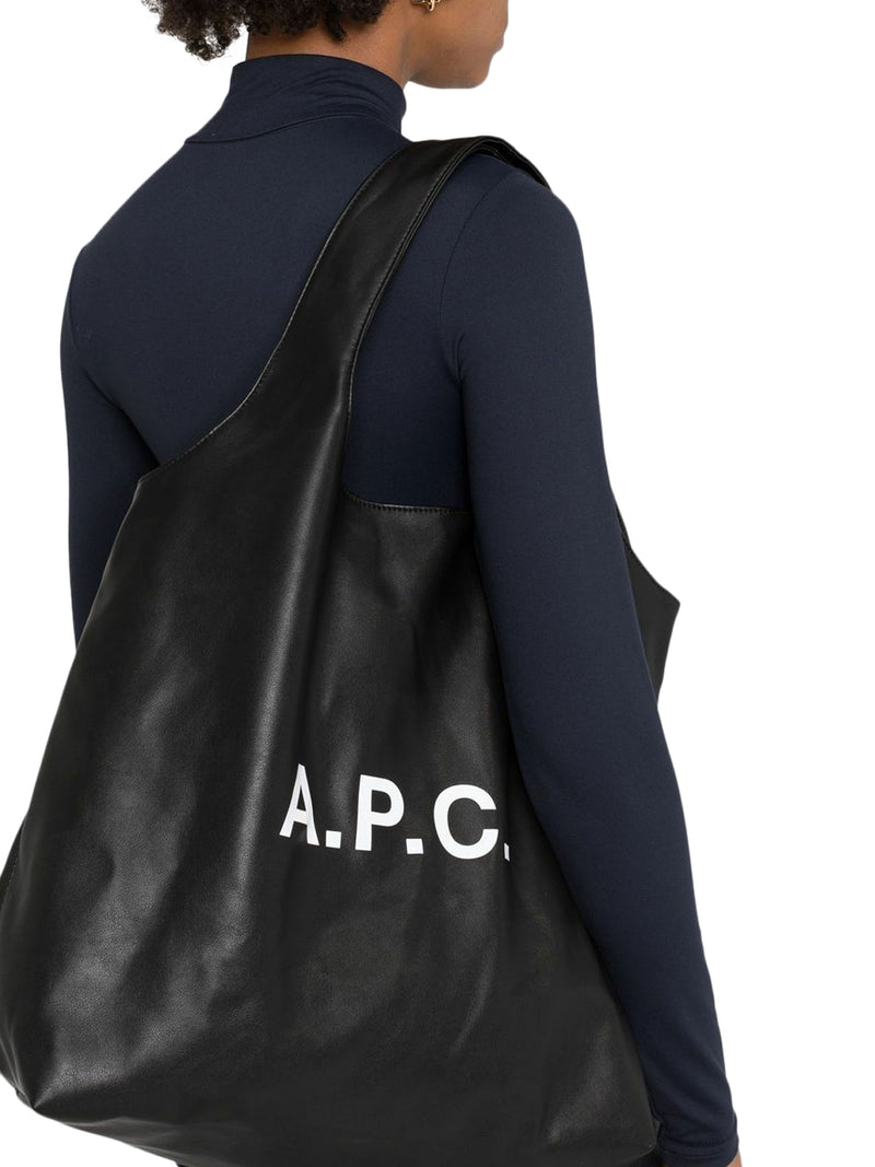 logo-print leather tote bag