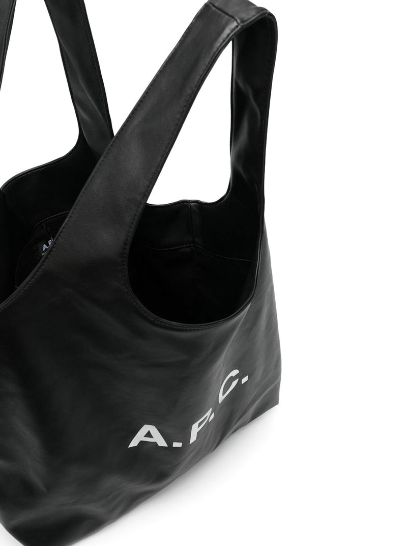 logo-print leather tote bag