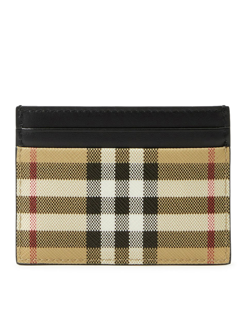 leather check-pattern cardholder