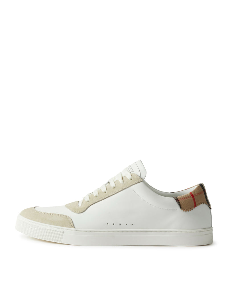 Sneaker in leather, suede and cotton with tartan motif
