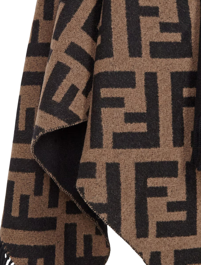 Multicolor cashmere and wool poncho