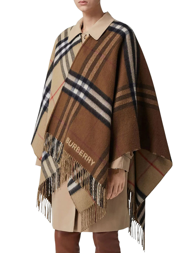 Contrast check fringed cape