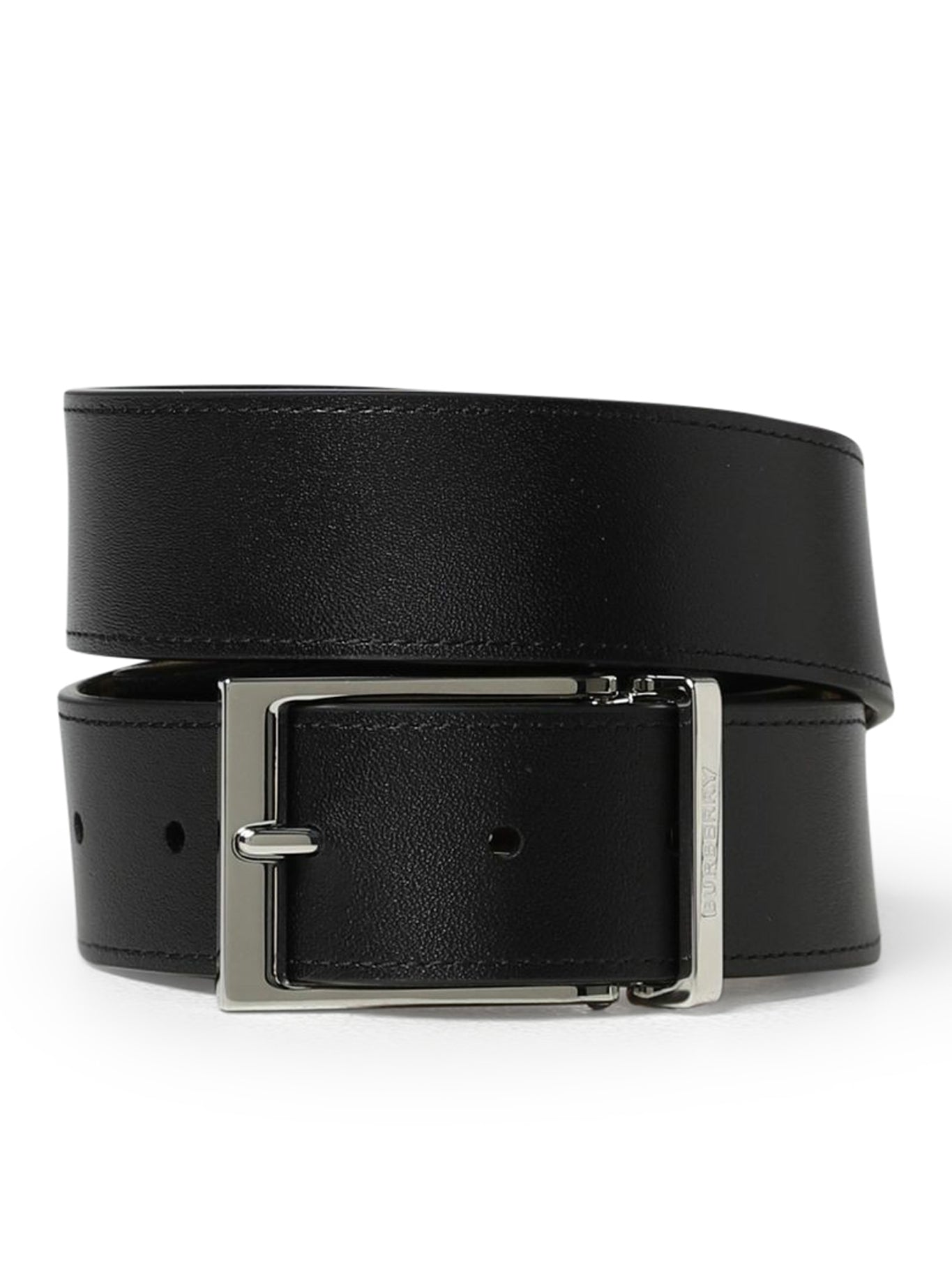 burberry reversible belt in leather and coated fabric
