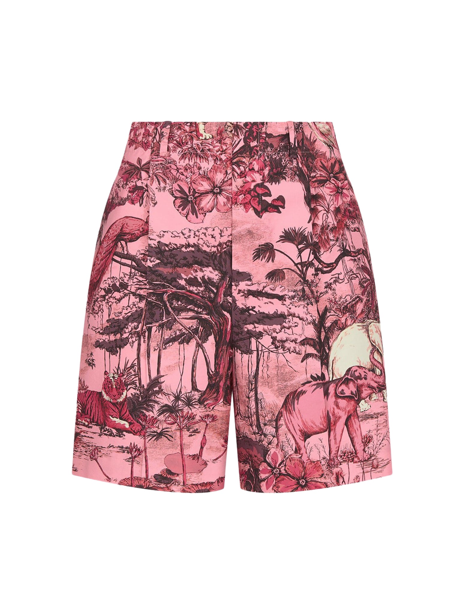 Poplin shorts in pink cotton and silk with Toile de Jouy Voya motif