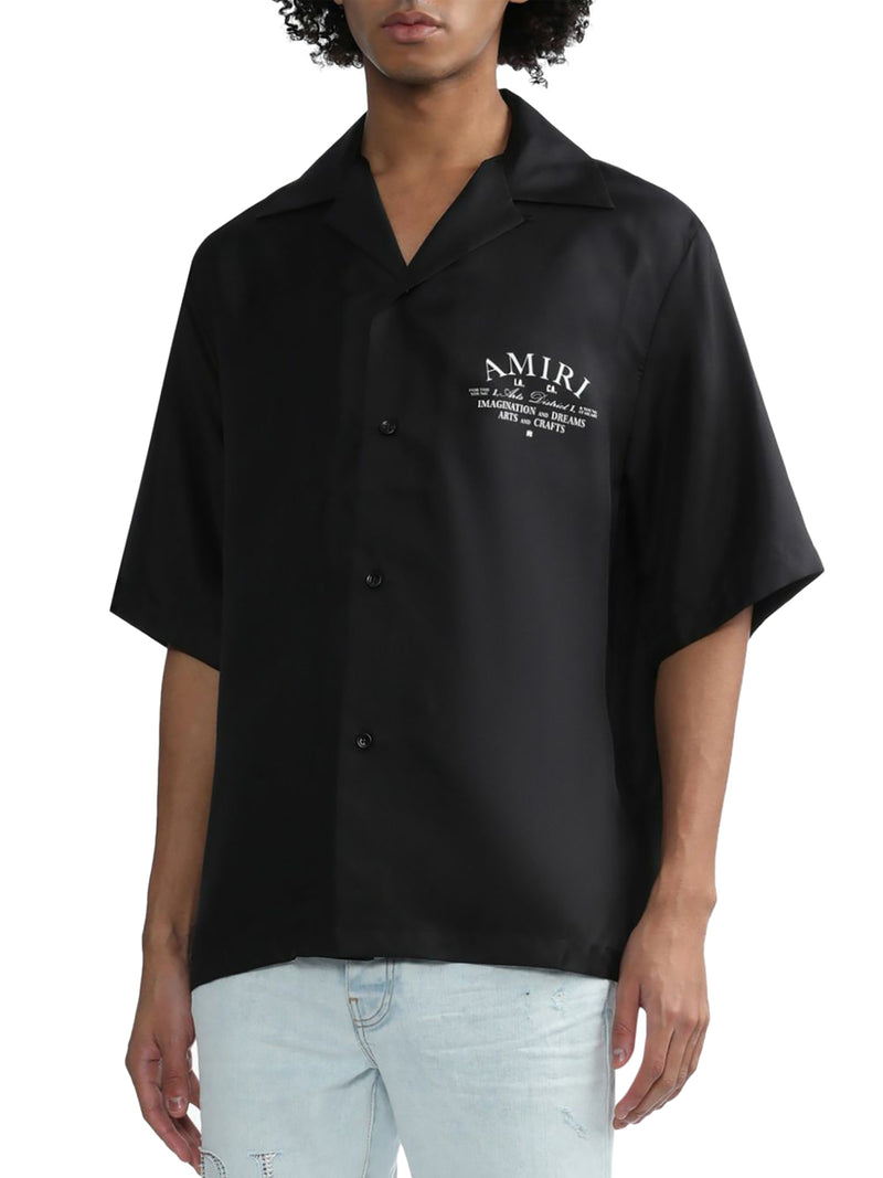 logo-print short-sleeve silk shirt