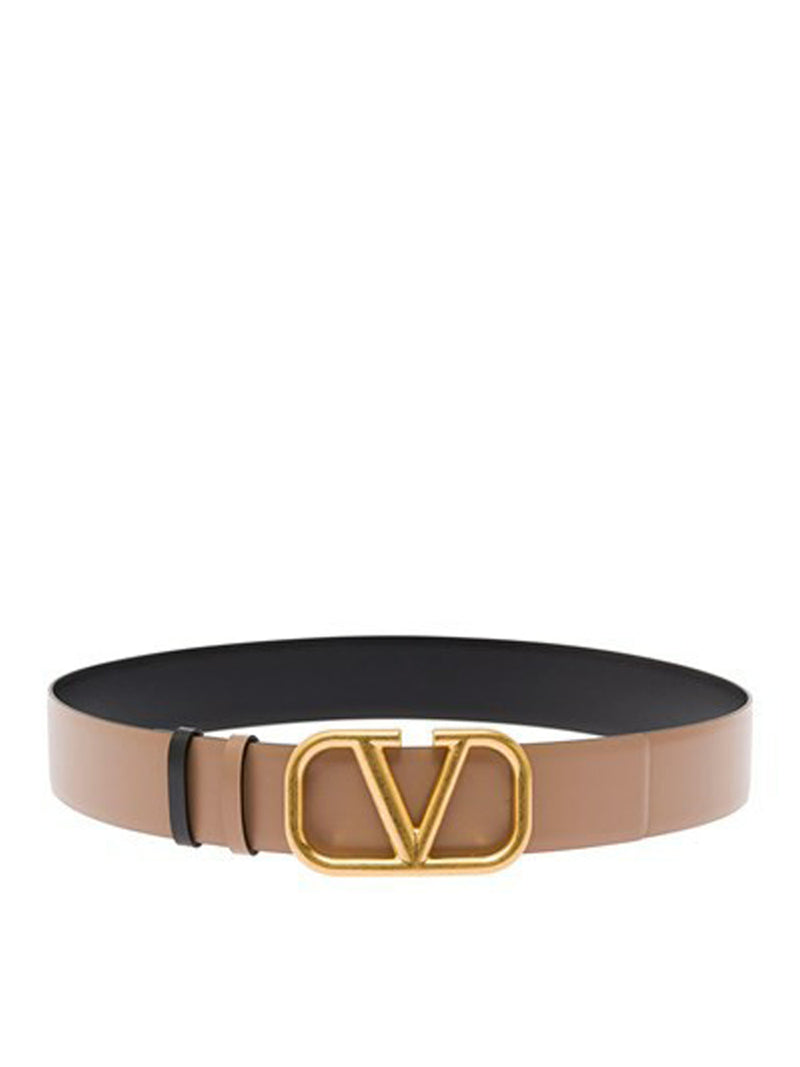 Shop Valentino Garavani Reversible Vlogo Signature Belt In Glossy Calfskin  40 Mm