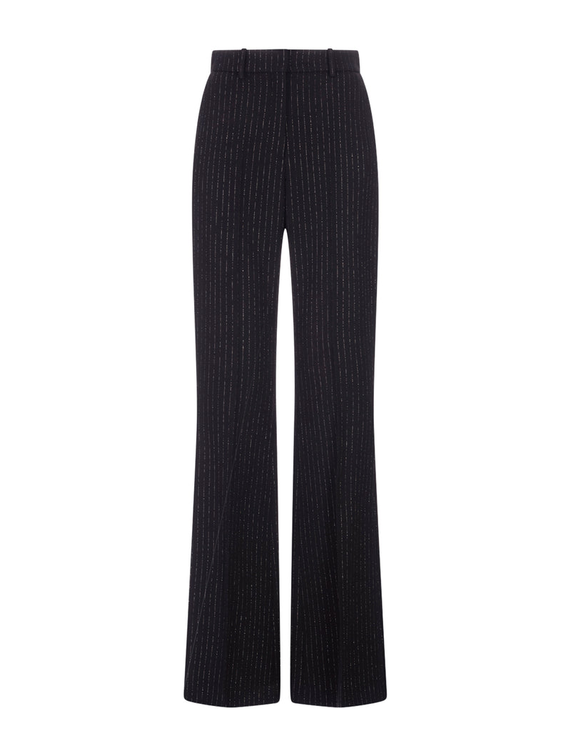 Black Flare Pants with Lurex Stripes