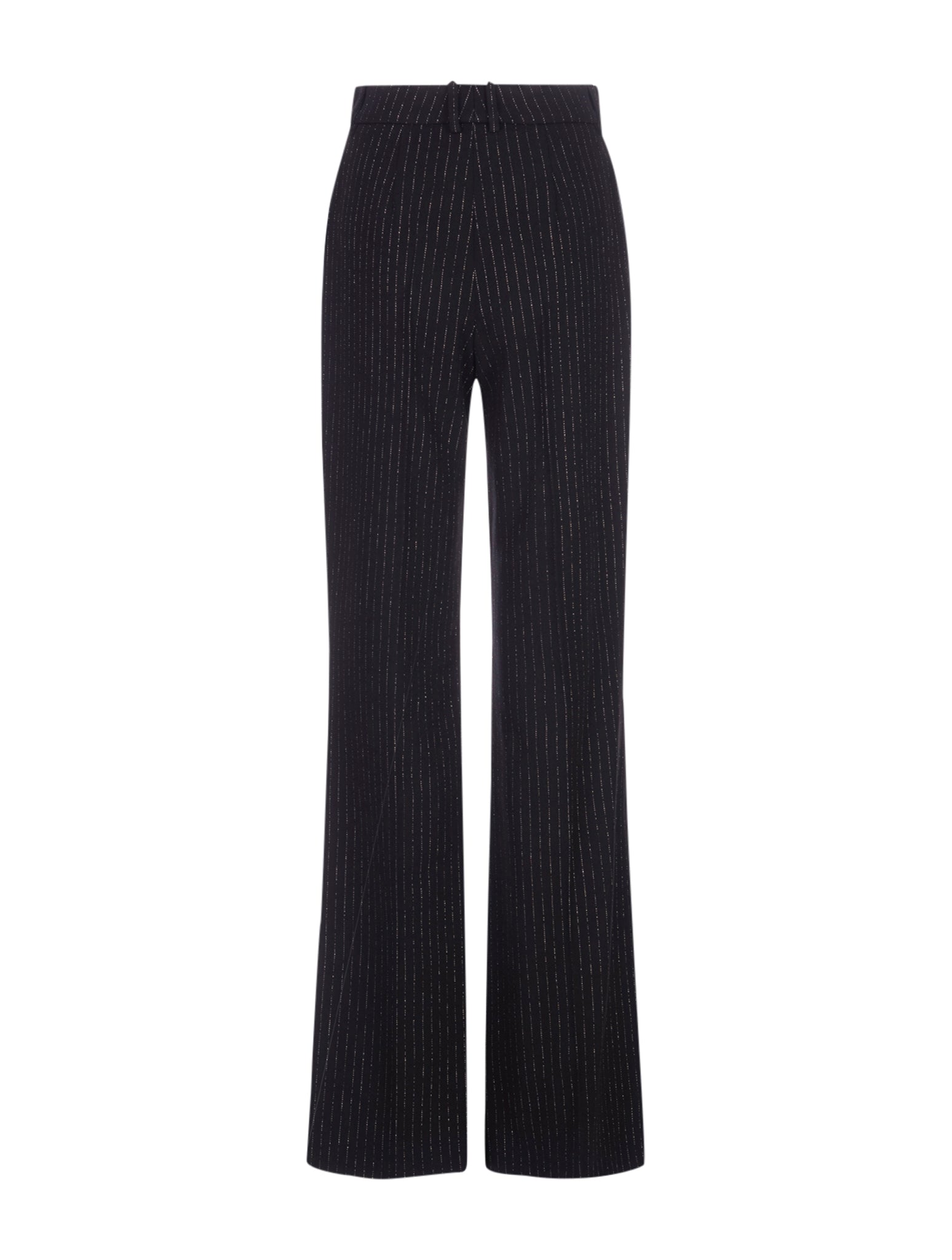 Black Flare Pants with Lurex Stripes