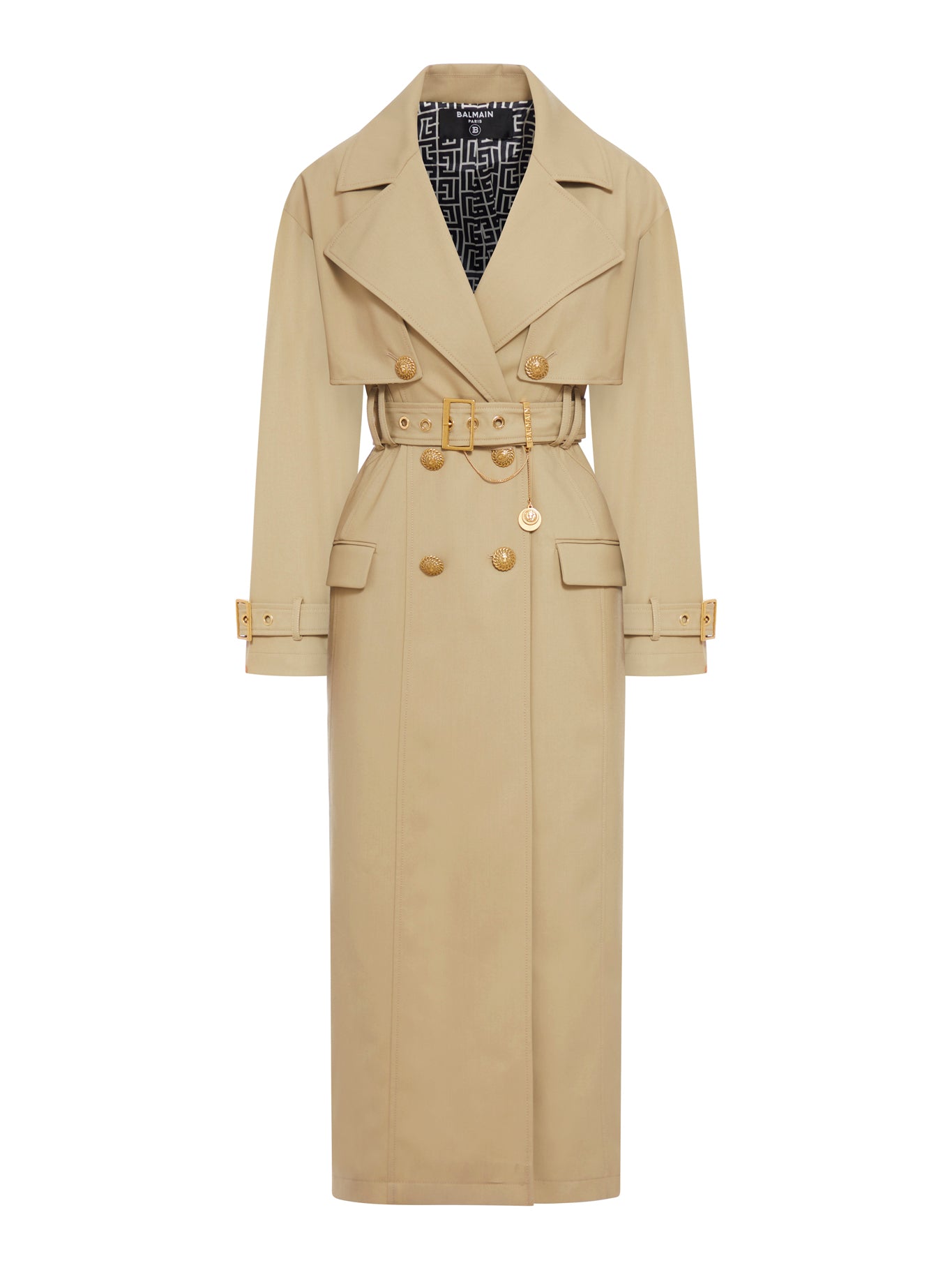 Logo button trench coat