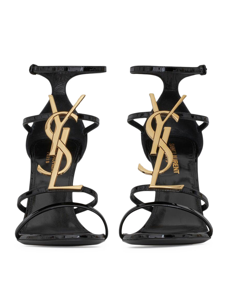 CASSANDRA SANDALS IN PAINTED LEATHER WITH GOLDEN MONOGRAM