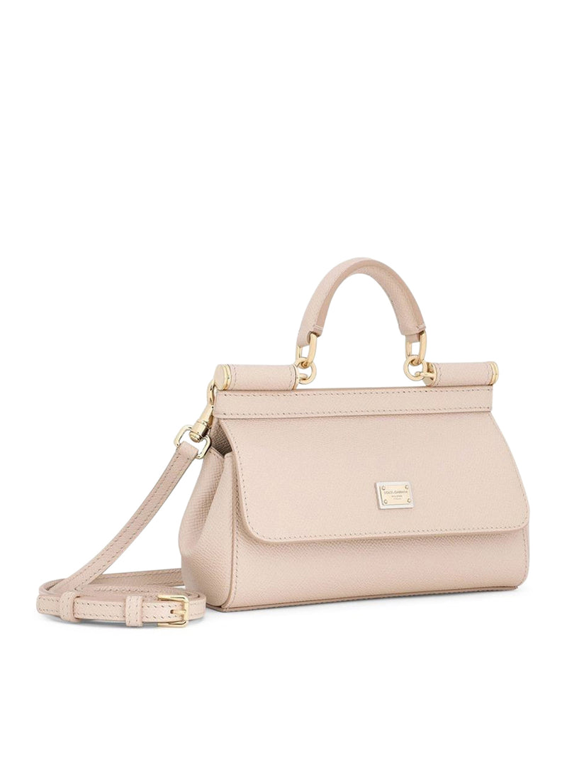 Dolce & Gabbana Sicily Mini Bag In Dauphine Calfskin With Scarf in Pink