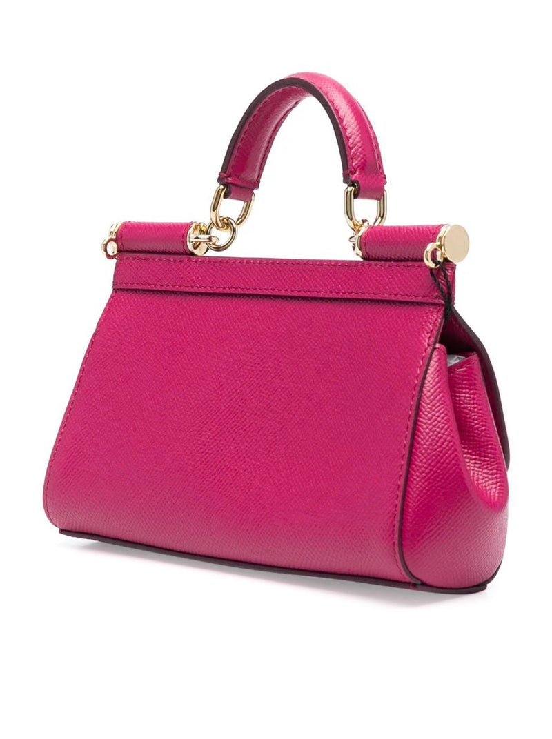 Dolce & Gabbana Small Sicily Bag In Dauphine Leather in Pink