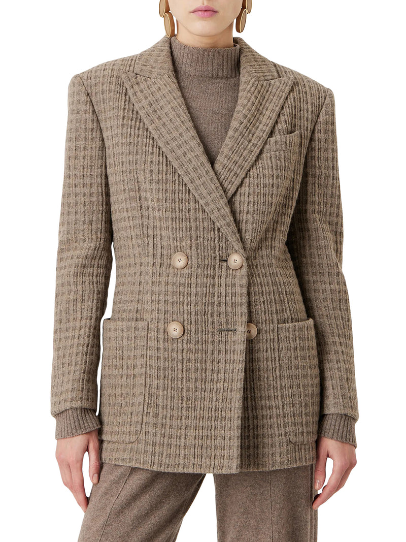 Double-breasted jacket in cashmere and silk
