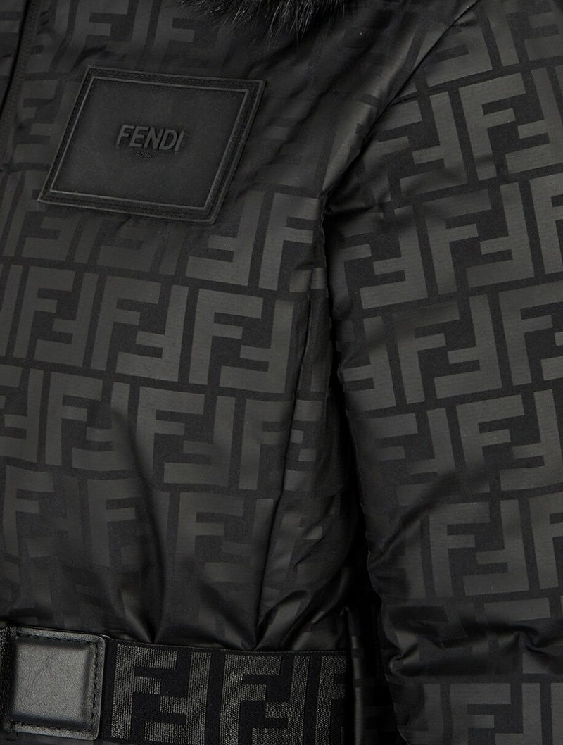 Black Logo-embossed padded down ski suit, Fendi