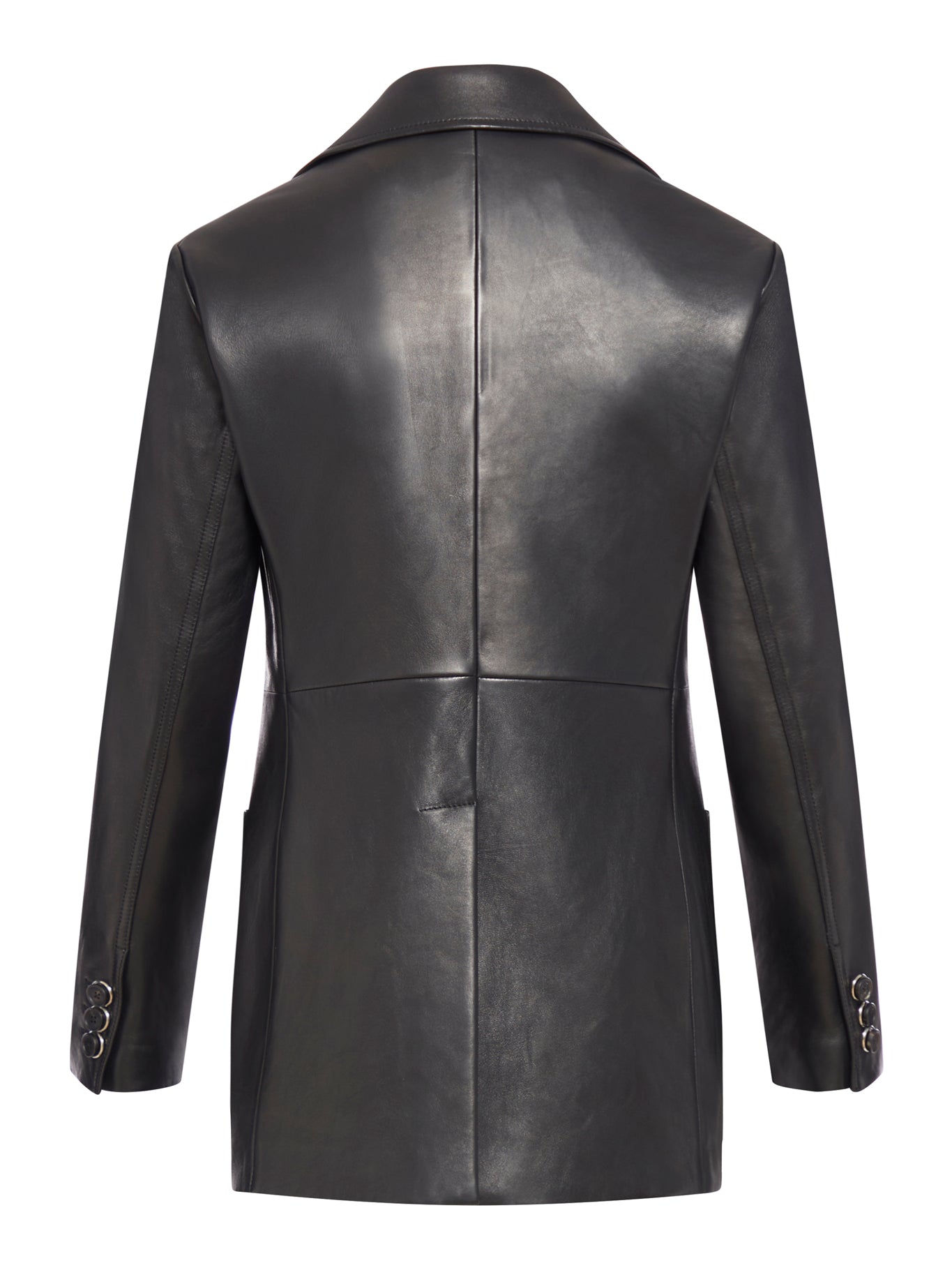 LEATHER SINGLE-BREASTED TAILORED jACKET