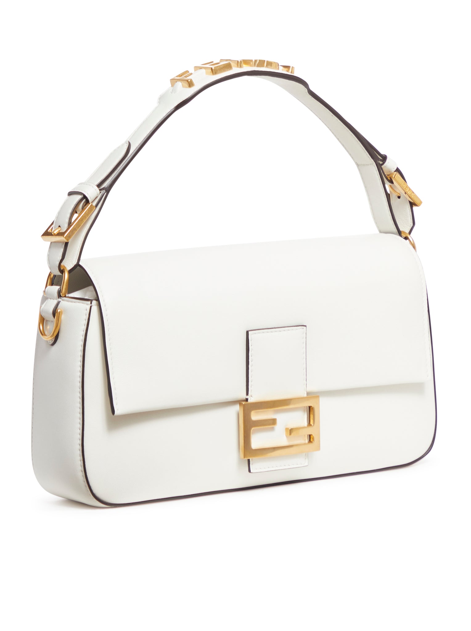 WHITE LEATHER BAGUETTE BAG