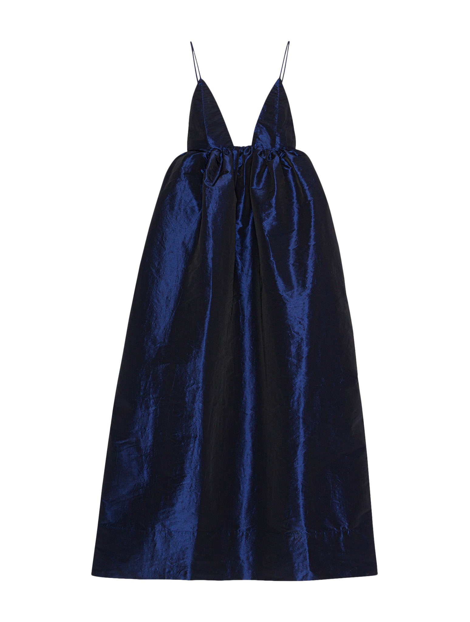 BLUE SHINY TAFFETA STRAP DRESS