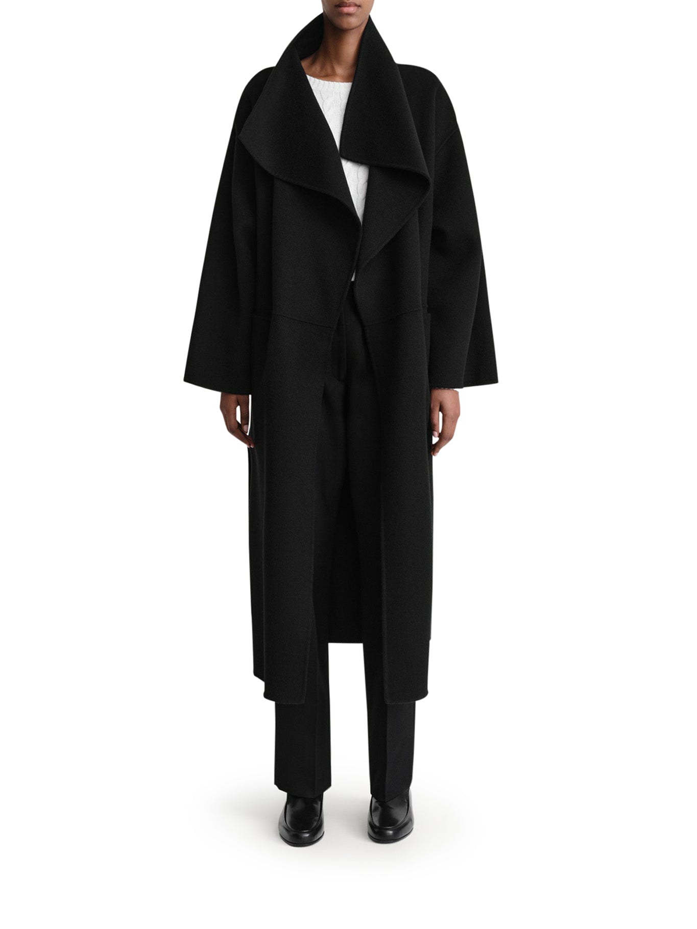 Signature wool cashmere coat black