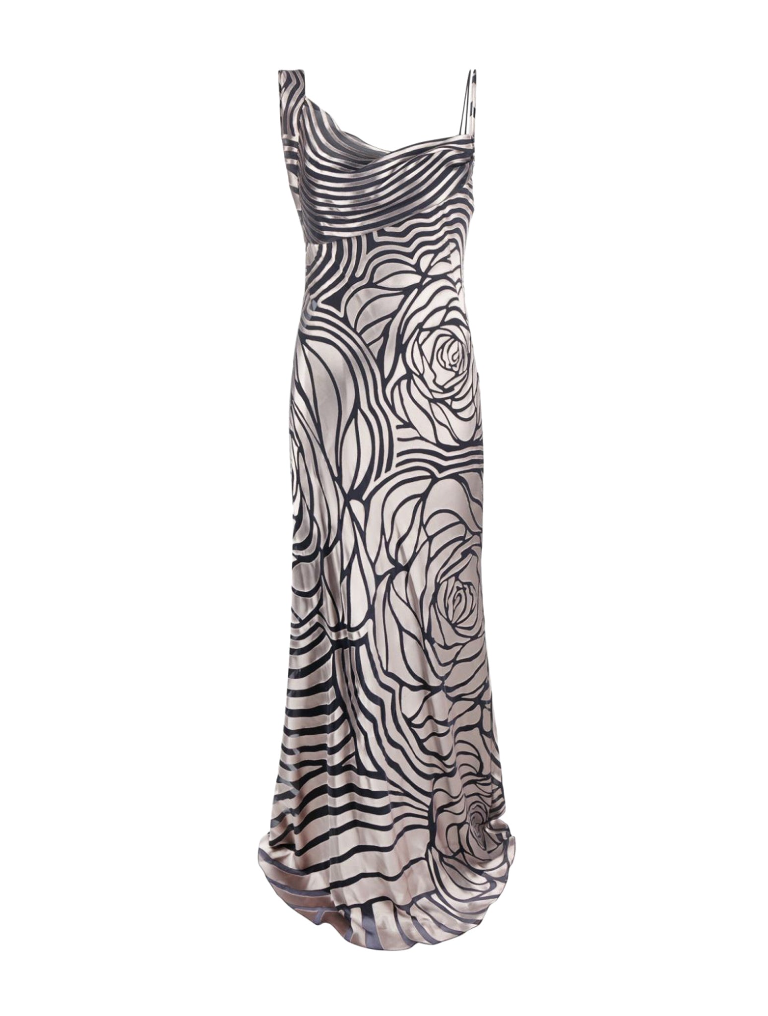 rose-print asymmetric sleeveless gown