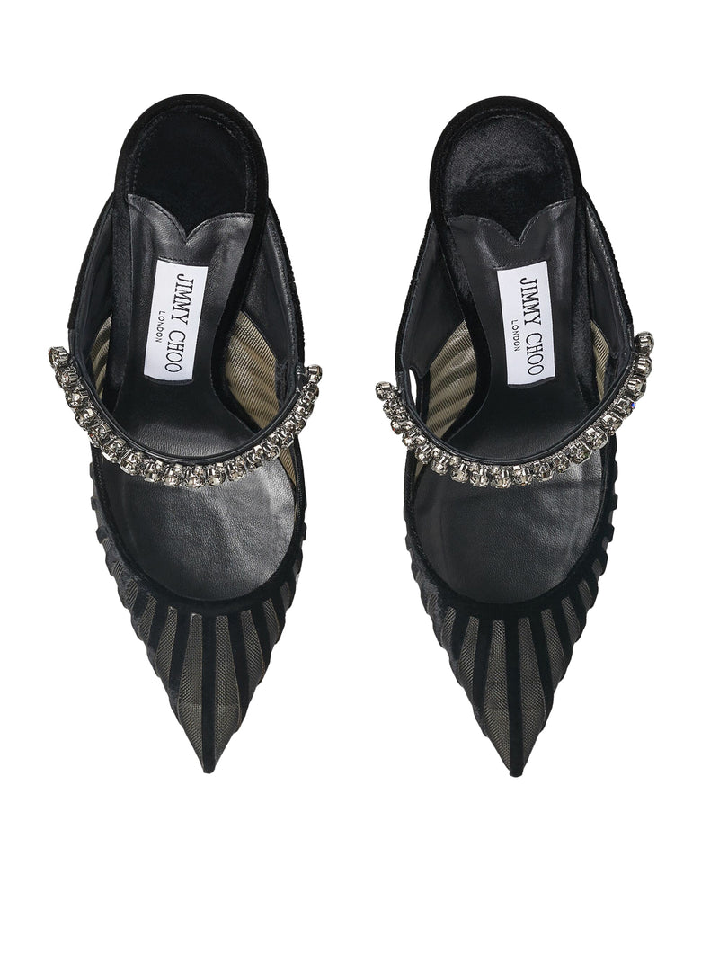 Bing 100mm crystal-embellished mules