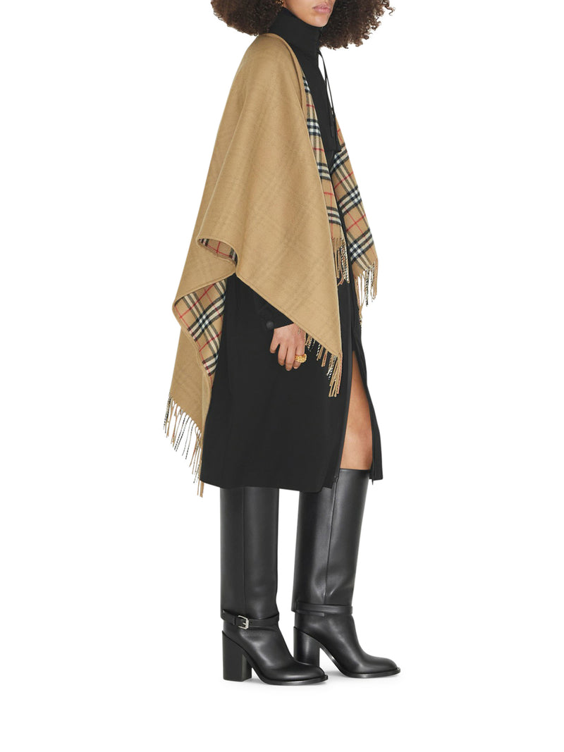 Reversible cape in Check wool