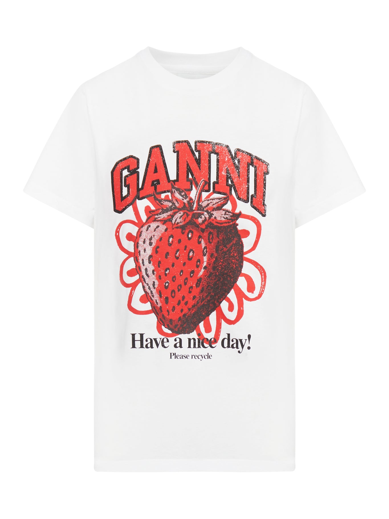WHITE RELAXED STRAWBERRY T-SHIRT