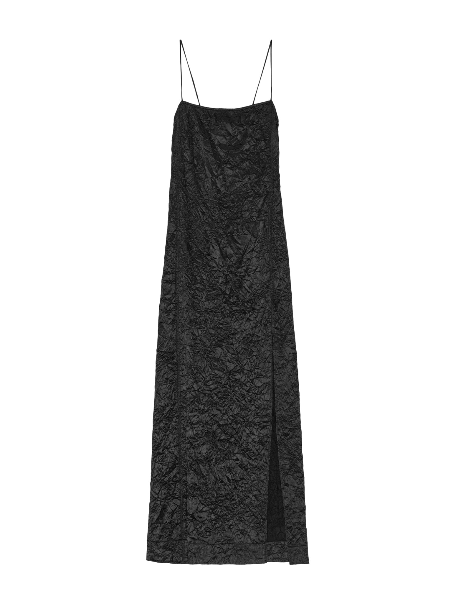 CRINKLED SATIN MIDI SLIP DRESS