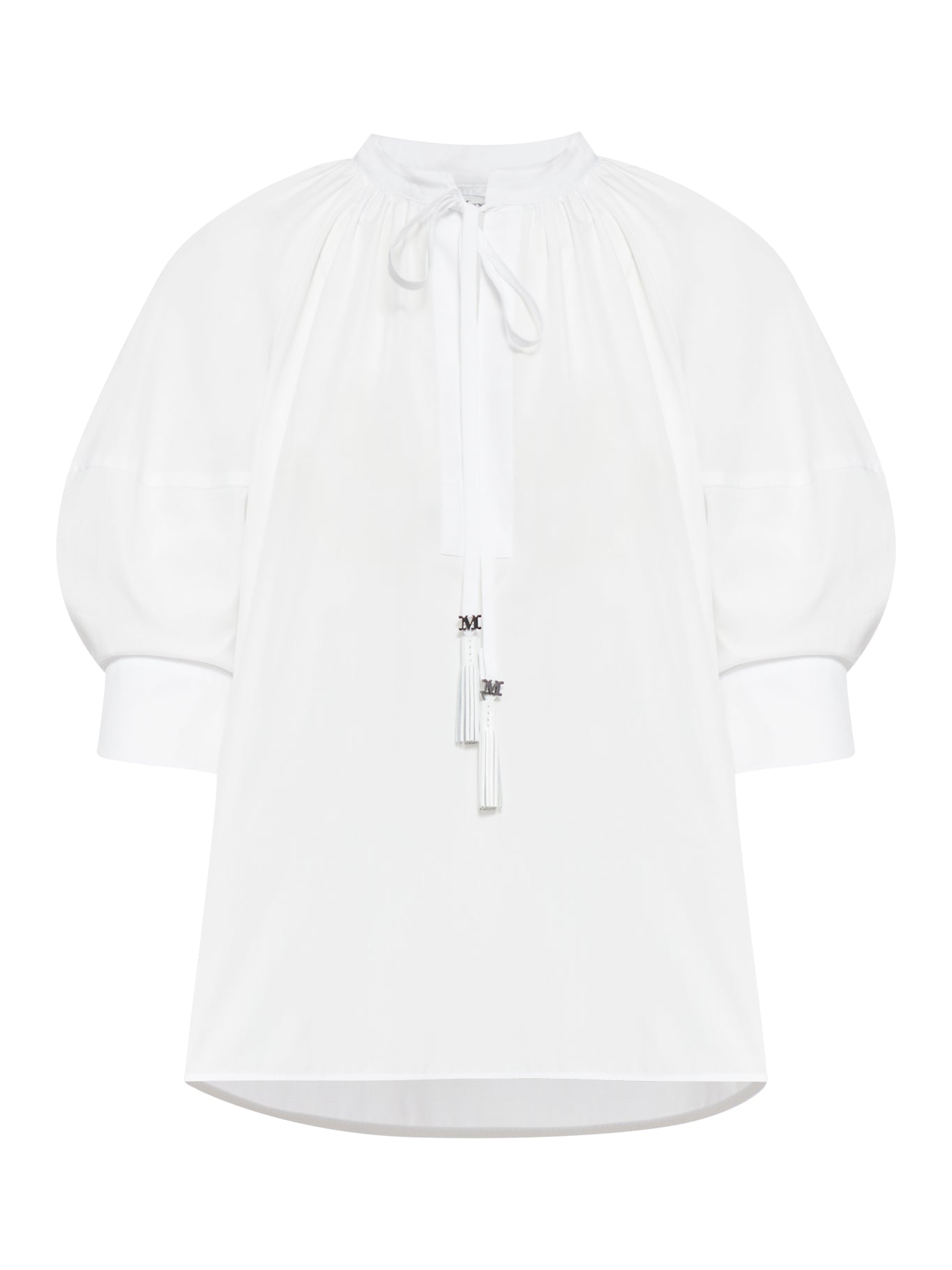 Cotton shirt with balloon sleeves