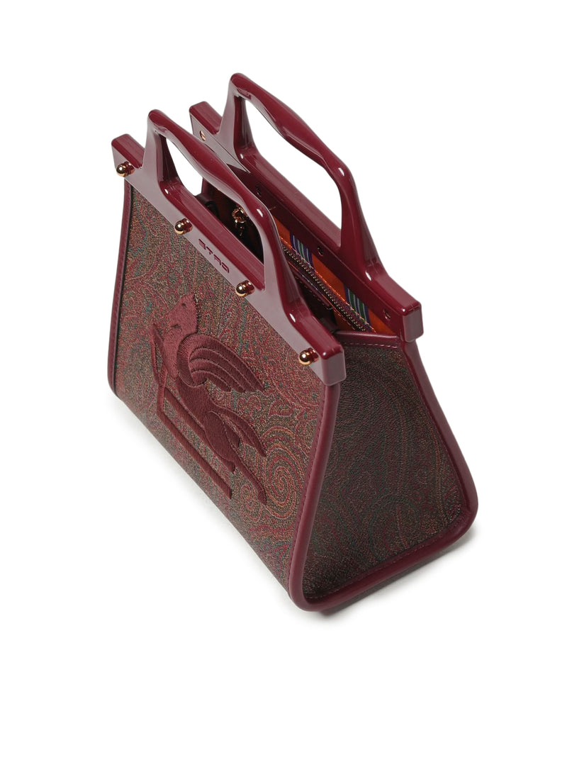 Etro Love Trotter S women`s bag in Bordeaux paisley jacquard fabric