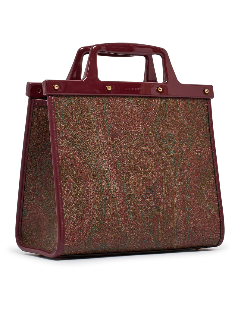 Etro Love Trotter M women`s bag in Bordeaux paisley jacquard fabric