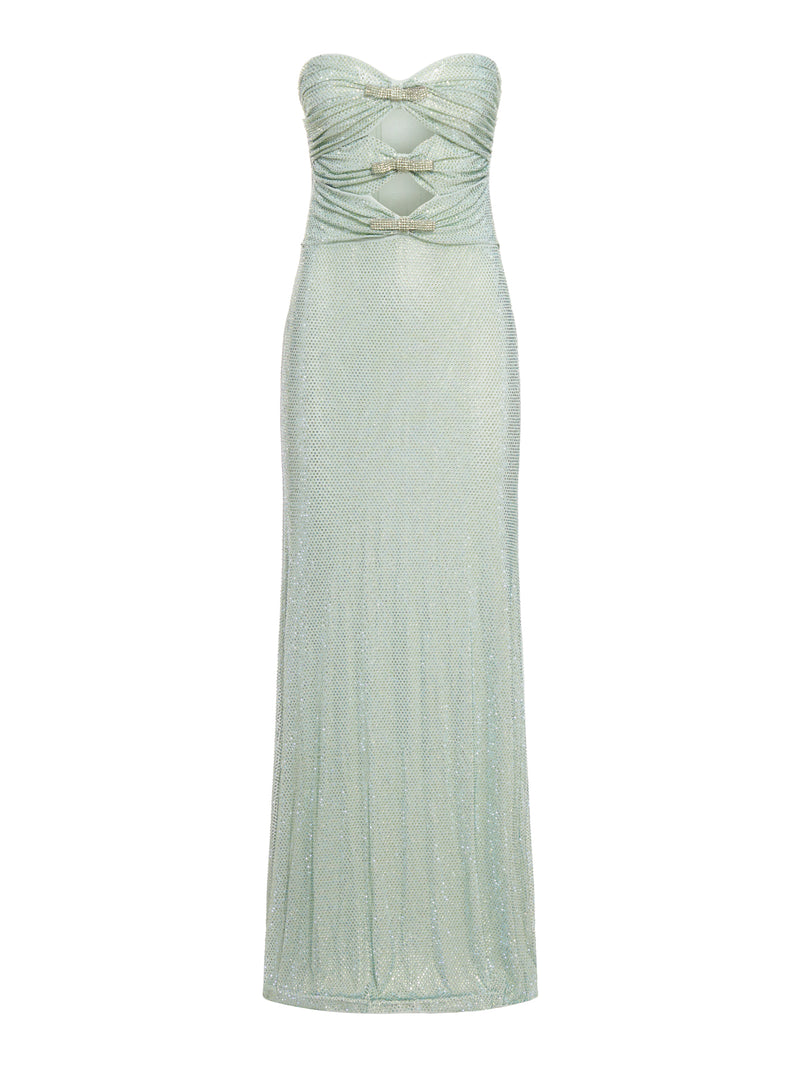 RHINESTONE STRAPLESS MAXI DRESS