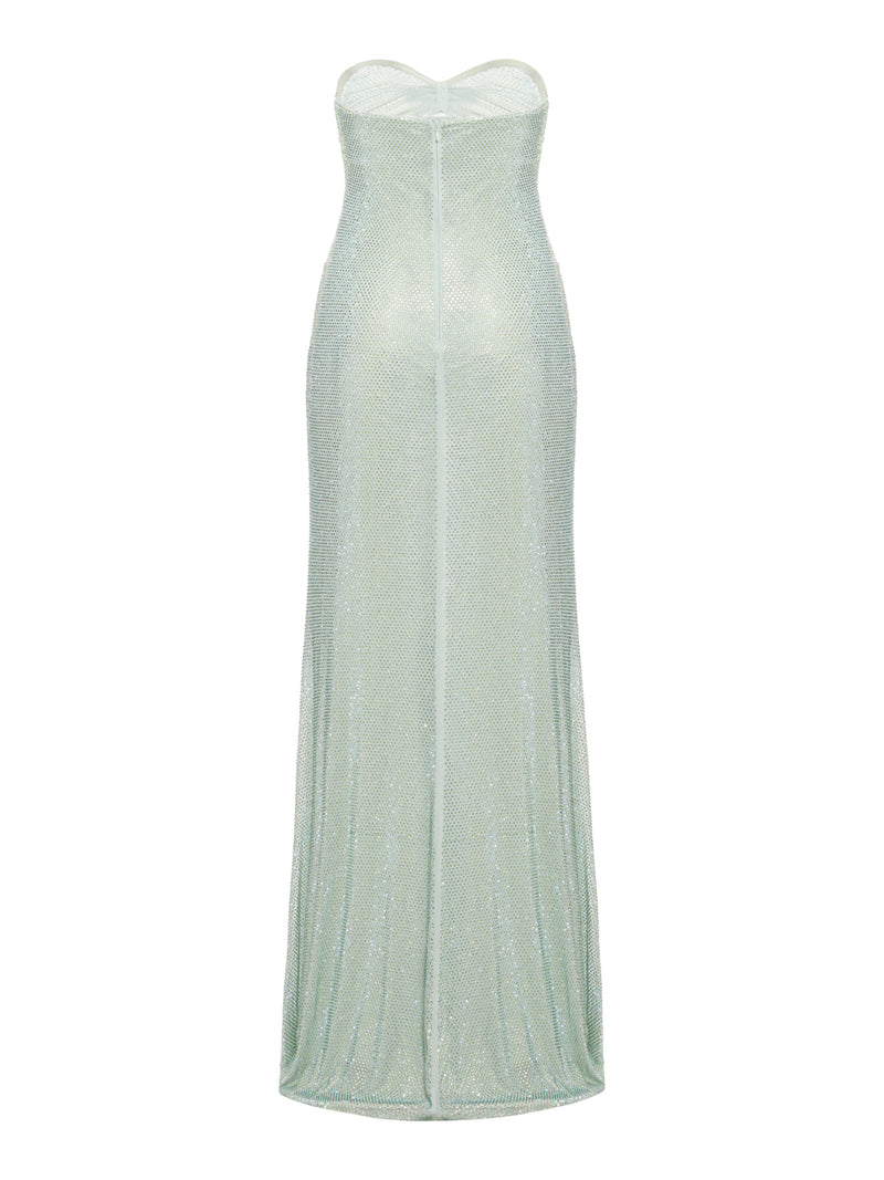 RHINESTONE STRAPLESS MAXI DRESS