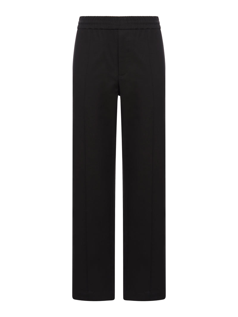 BLACK PANTS WITH METALLIC LOGO