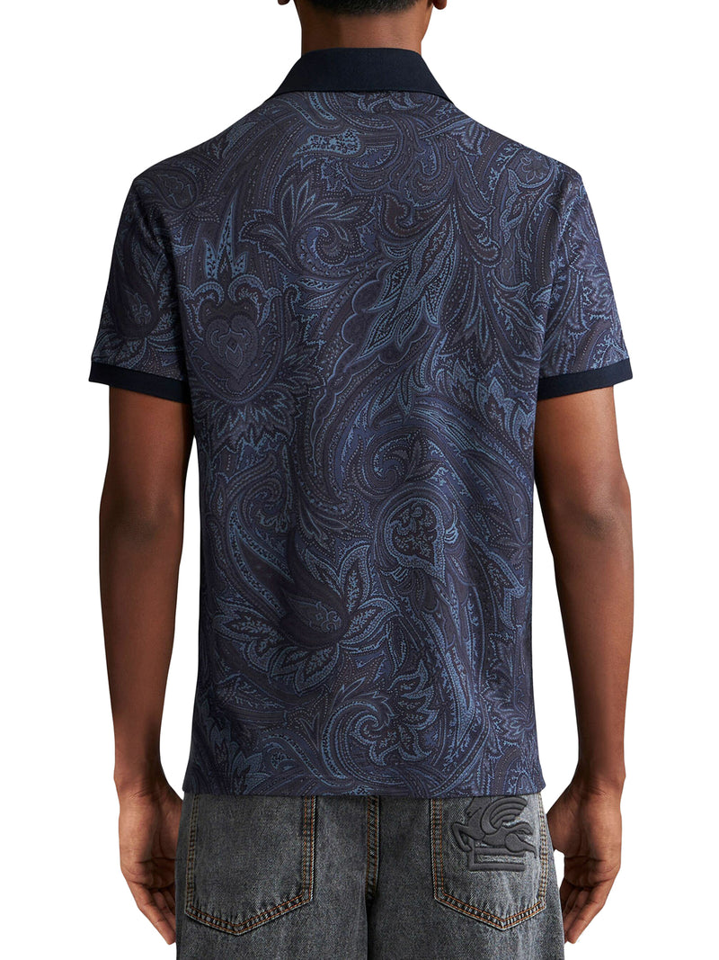 Cotton polo shirt with paisley print