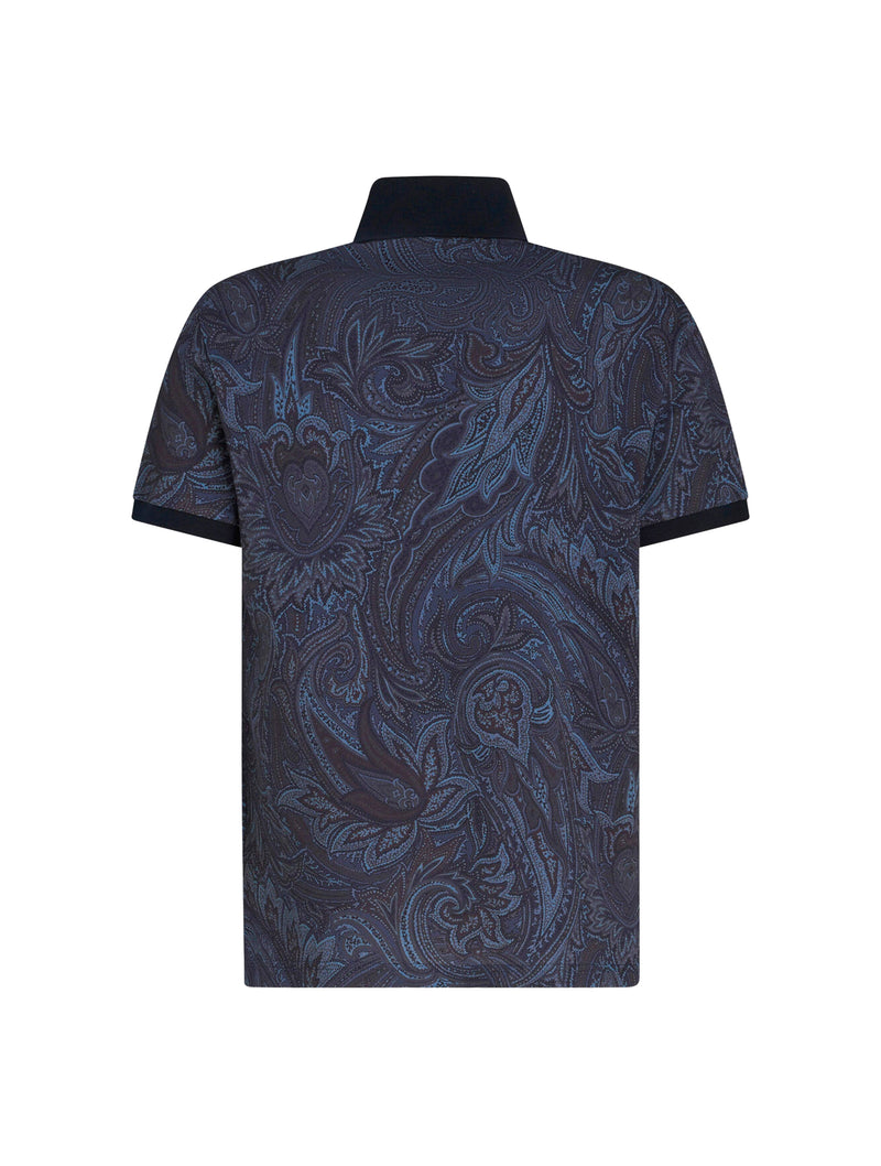 Cotton polo shirt with paisley print