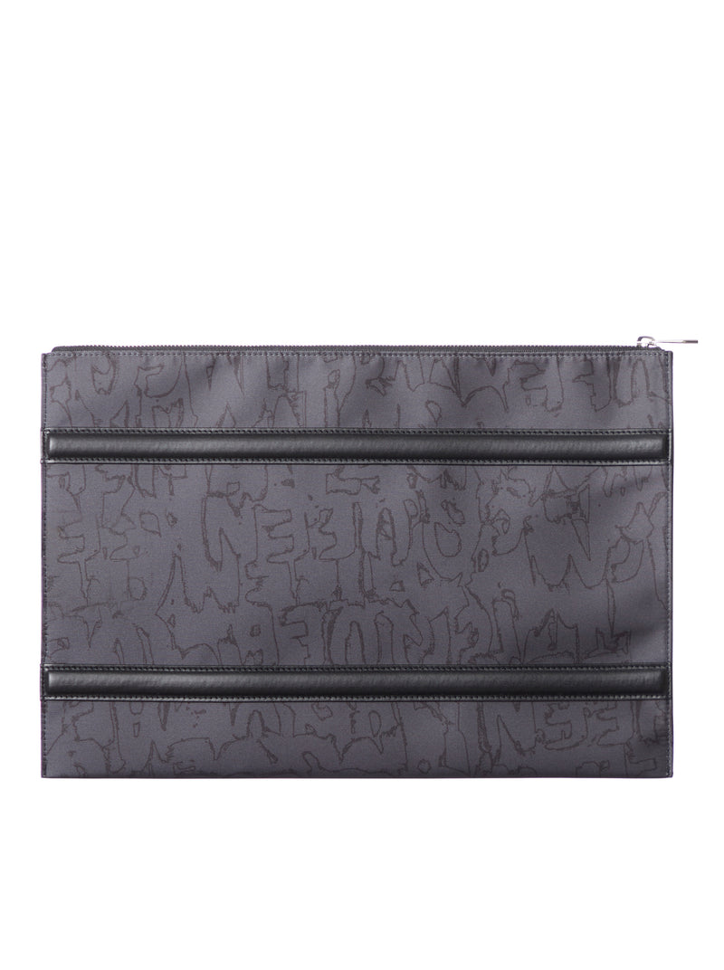 zip pouch with allover logo