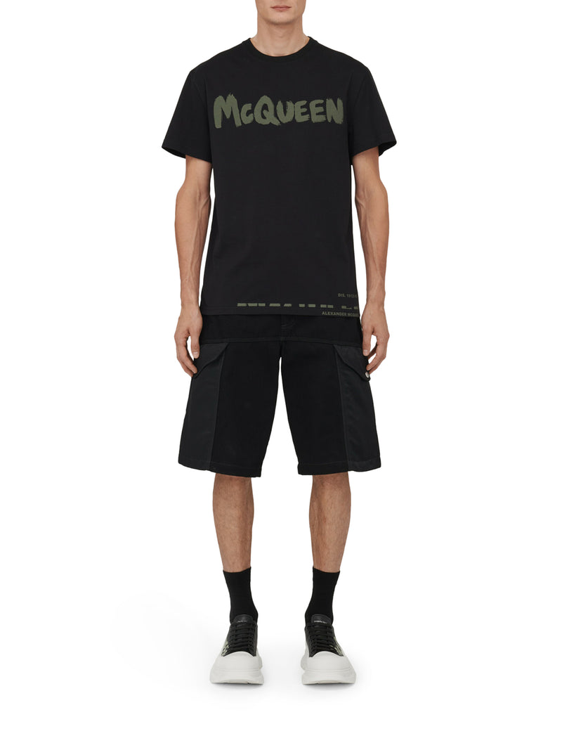 Men`s McQueen Graffiti T-shirt in Black/khaki