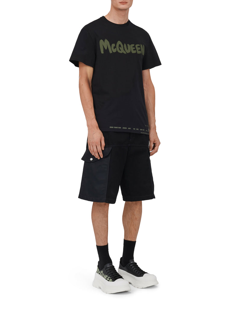 Men`s McQueen Graffiti T-shirt in Black/khaki