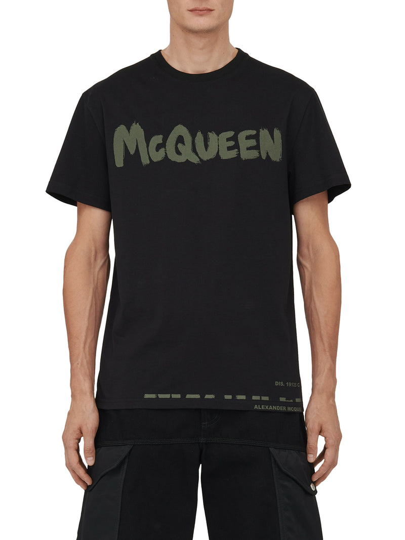 Men`s McQueen Graffiti T-shirt in Black/khaki