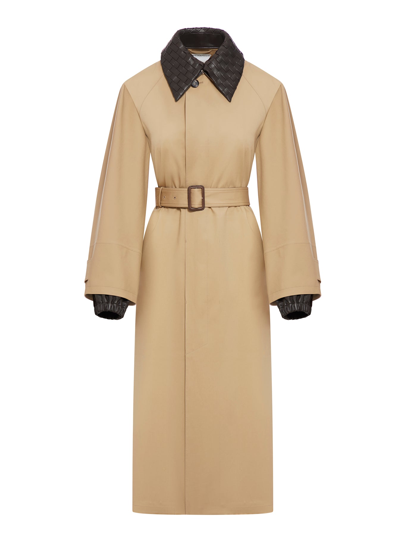 Cotton trench coat with braided collar