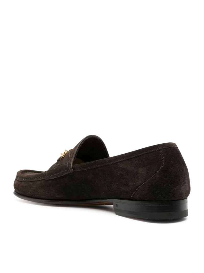 chain suede loafers