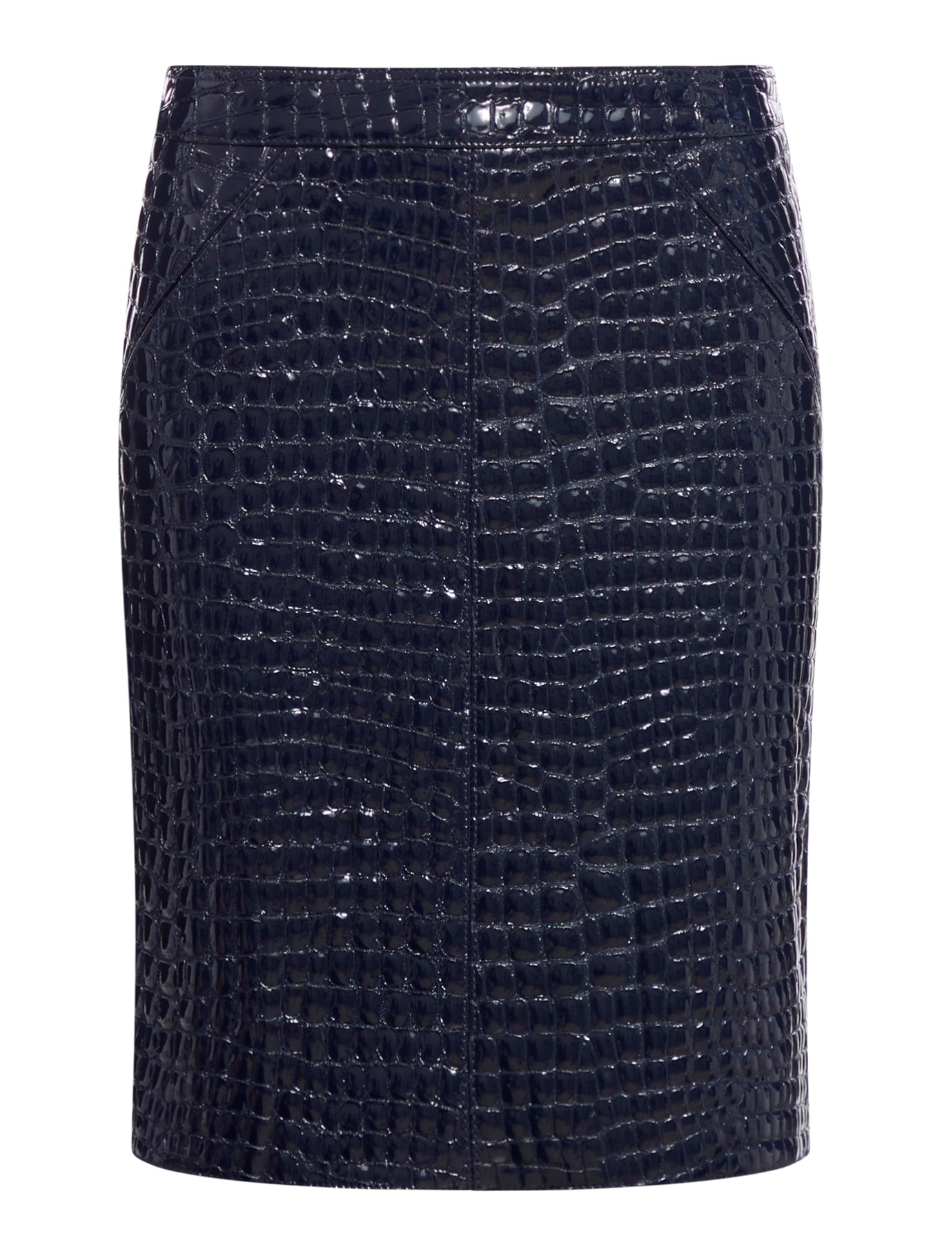 GLOSSY CROCO EMBOSSED GOAT LEATHER SKIRT